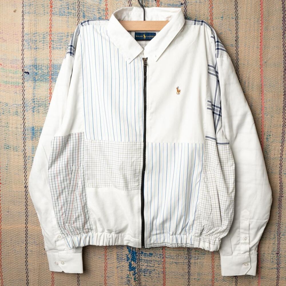 Custom handmade upcycled polo harrington jacket size XL